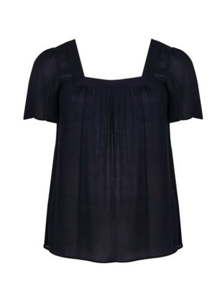 Navy Blue Square Neck Top, Navy
