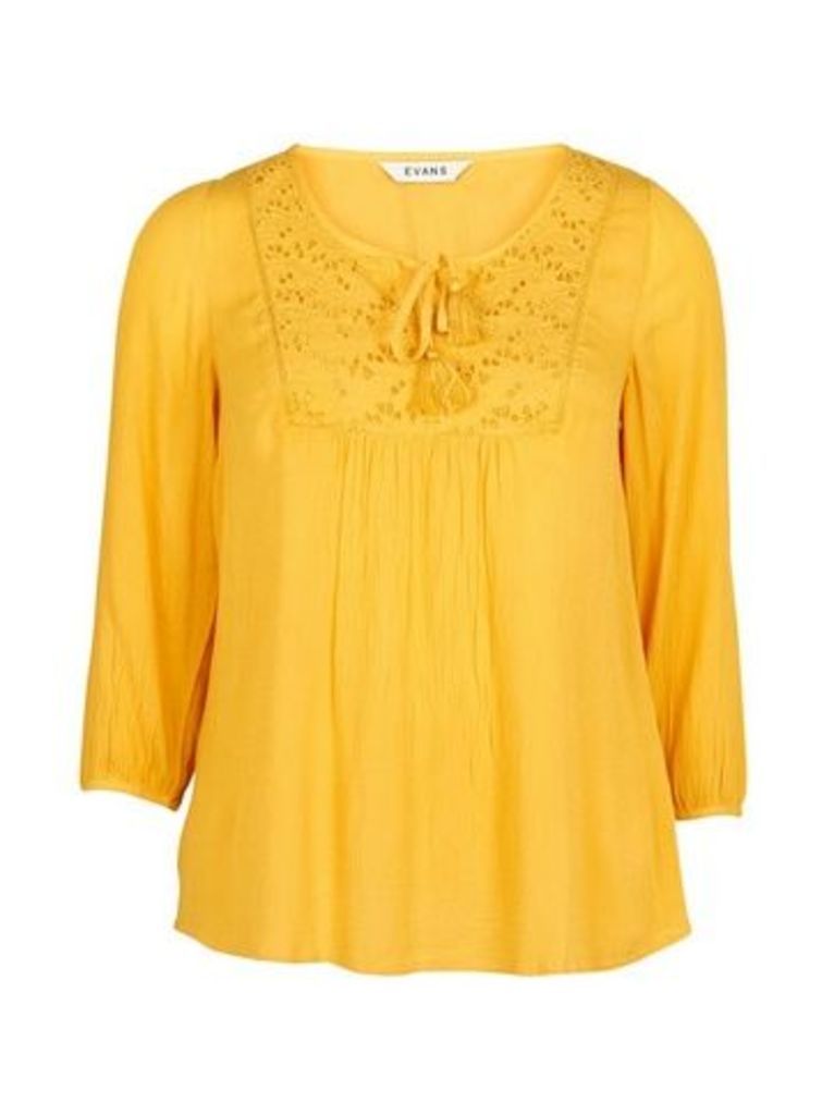 Yellow Embroidered Blouse, Bright Yellow