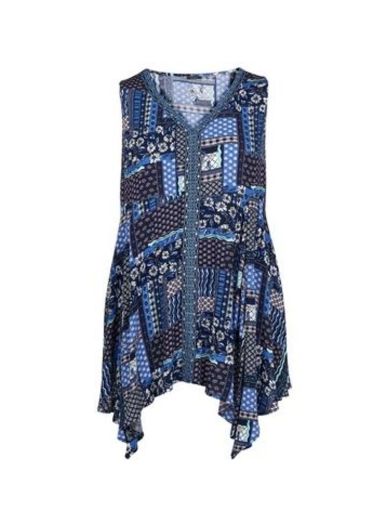 Navy Floral Patchwork Print Tunic, Navy
