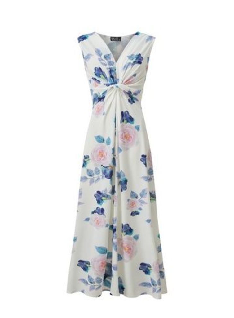 **Grace Ivory Twist Knot Maxi Dress, Ivory