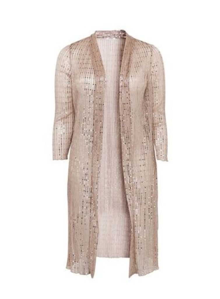 Blush Sequin Longline Kimono, Pink