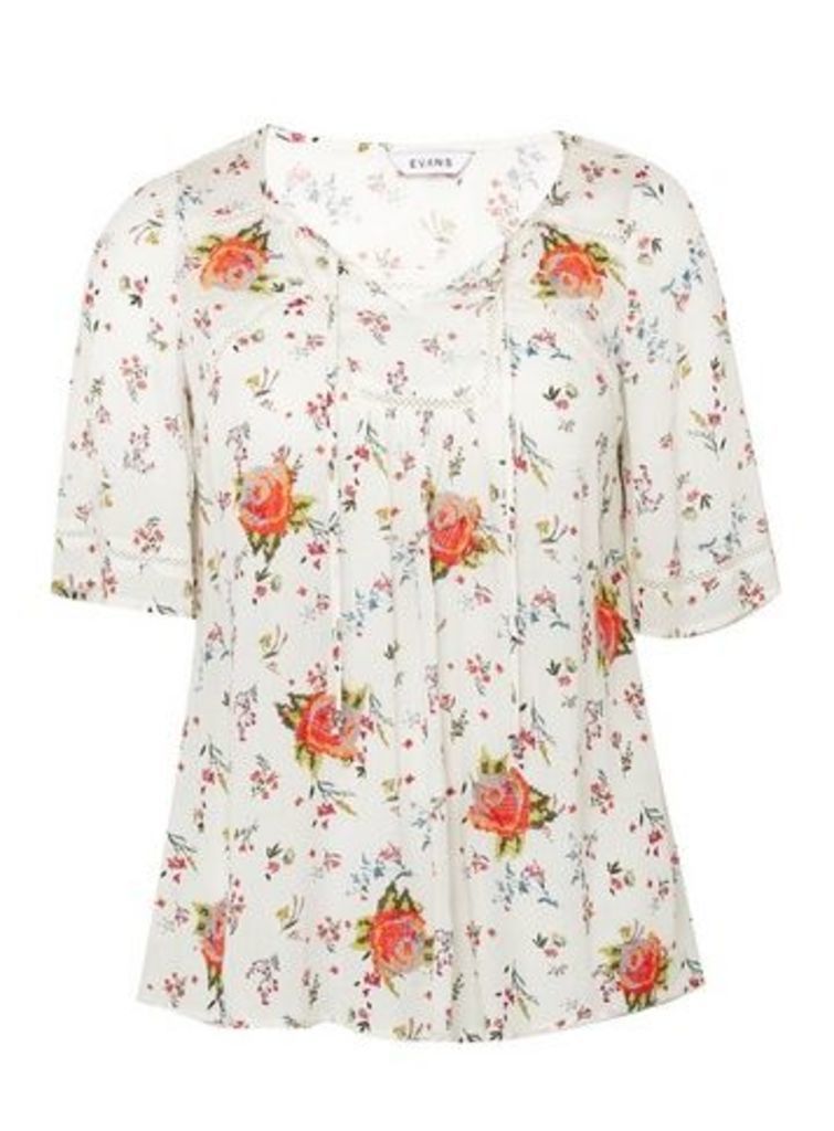 Ivory Floral Print Top, Ivory