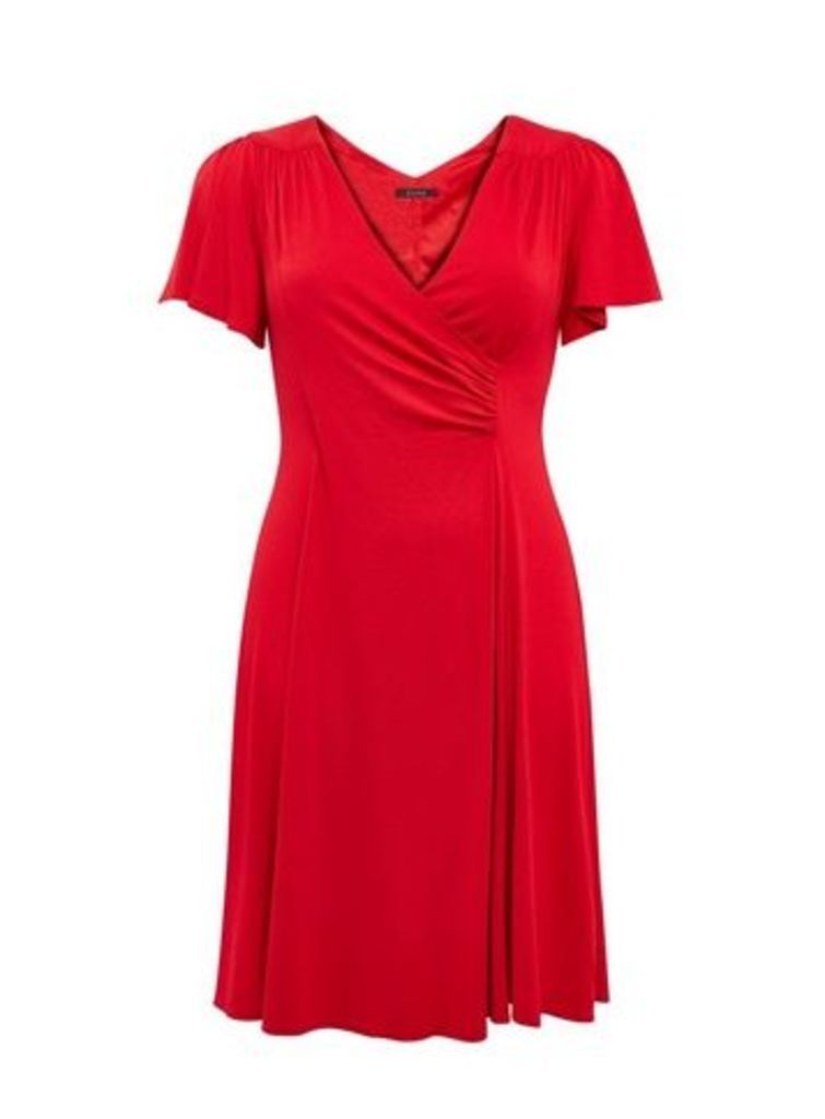 **Scarlett & Jo Red Crepe Fit And Flare Dress, Red