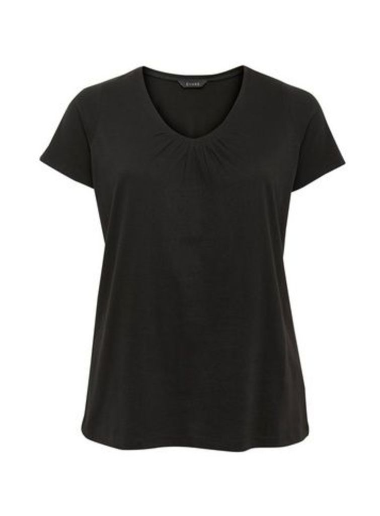 Black V-Neck Cotton T-Shirt, Black