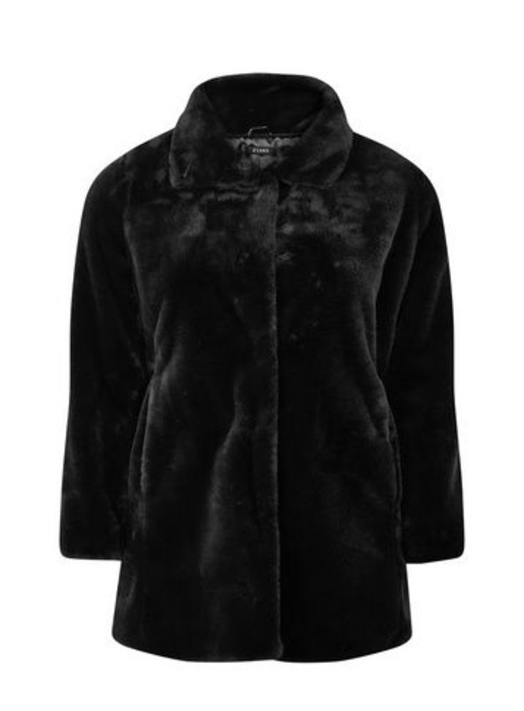 Black Faux Fur Coat, Black