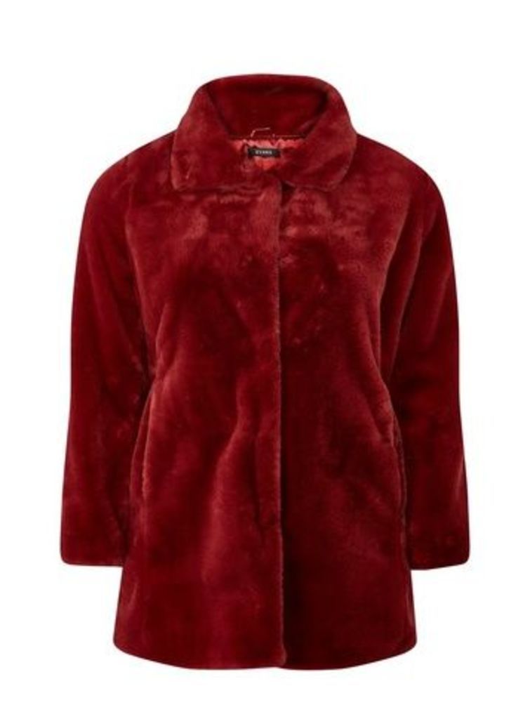 Red Faux Fur Coat, Rust