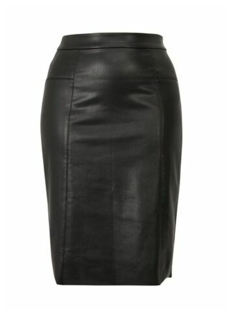 Black Faux Leather Skirt, Black