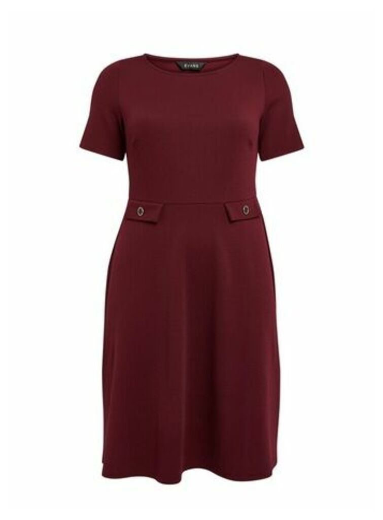 Red Button Fit And Flare Dress, Red