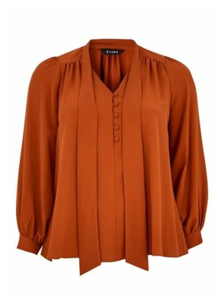 Rust Pussybow Blouse, Rust