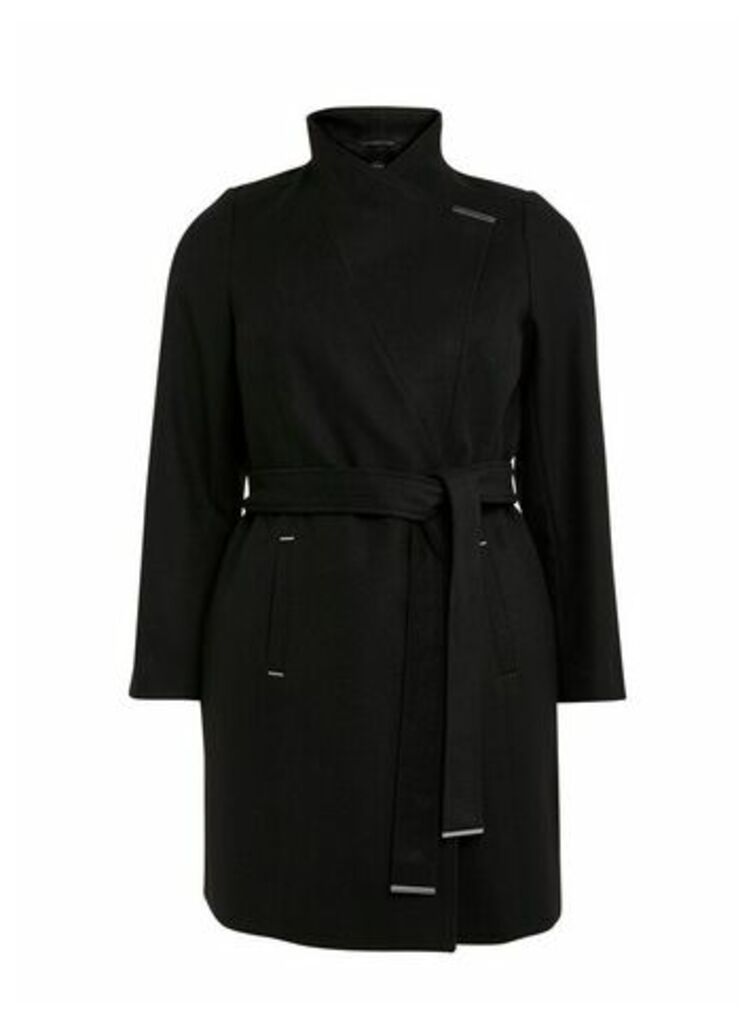 Black Tie Front Coat, Black
