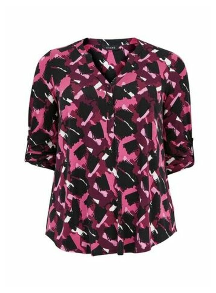Pink Abstract Print Jersey Top, Pink