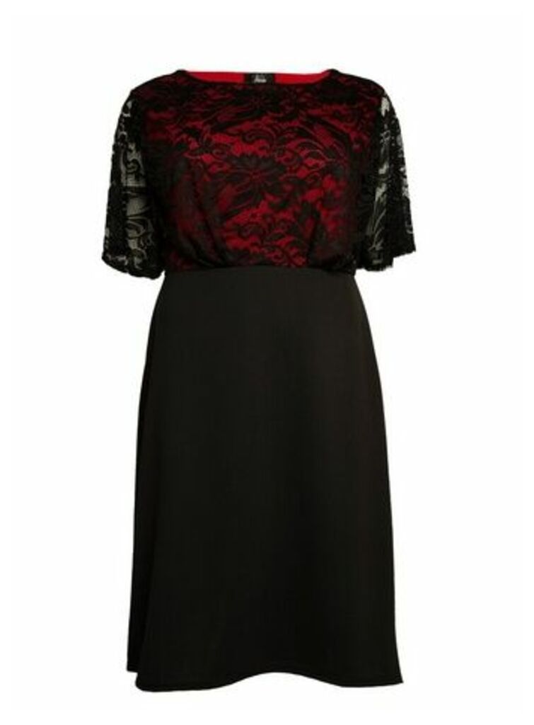 **Aarya Red Lace Dress, Red