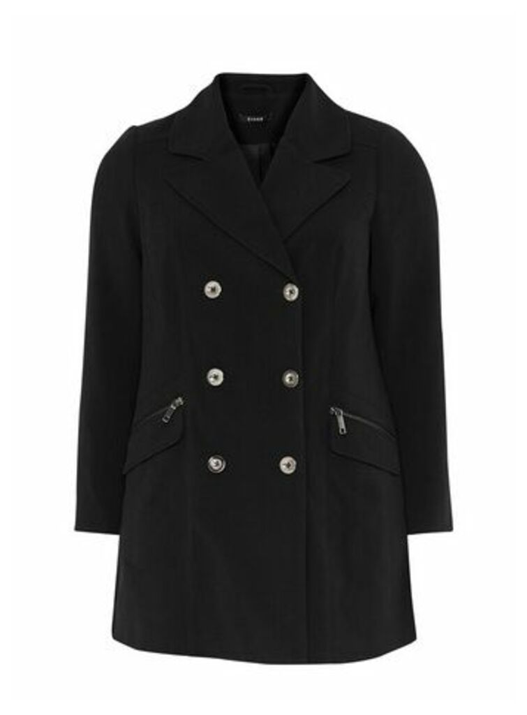 Black Double Breasted Coat, Black