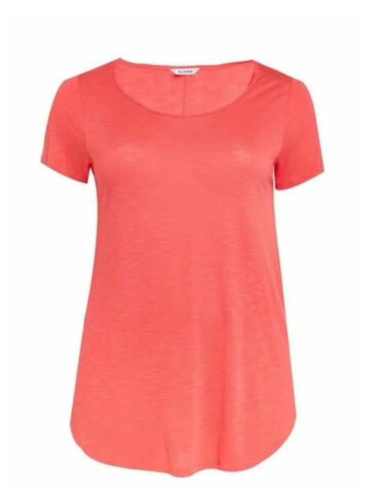 Coral Scoop Neck T-Shirt, Coral