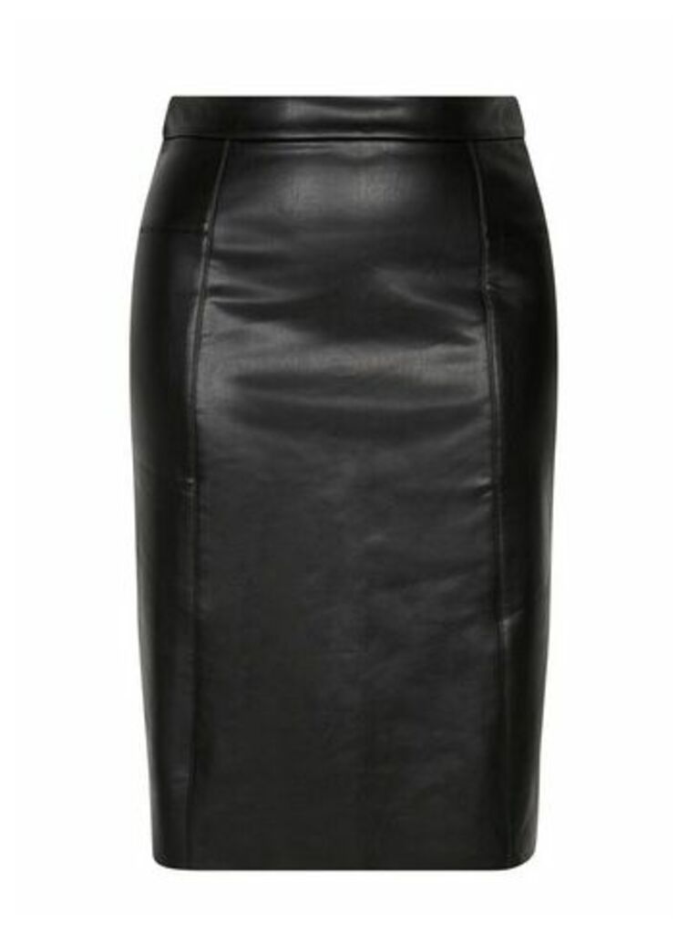 Black Faux Leather Skirt, Black