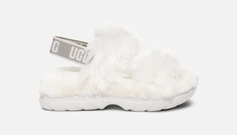 UGG® Fluff Sugar Sandal for Women in White, Size 3, Sustainable