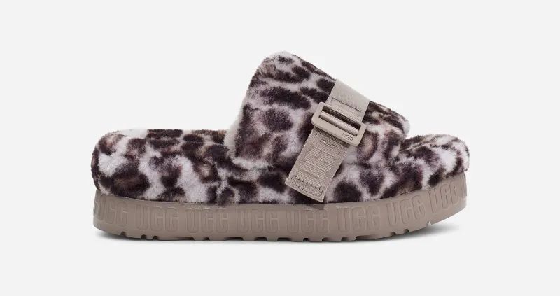 UGG® Fluffita Panther Print Slide for Women in Grey, Size 5