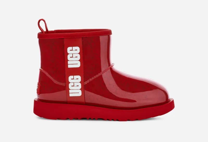 UGG® Classic Clear Mini Boot for Women in Red, Size 3, Faux Fur