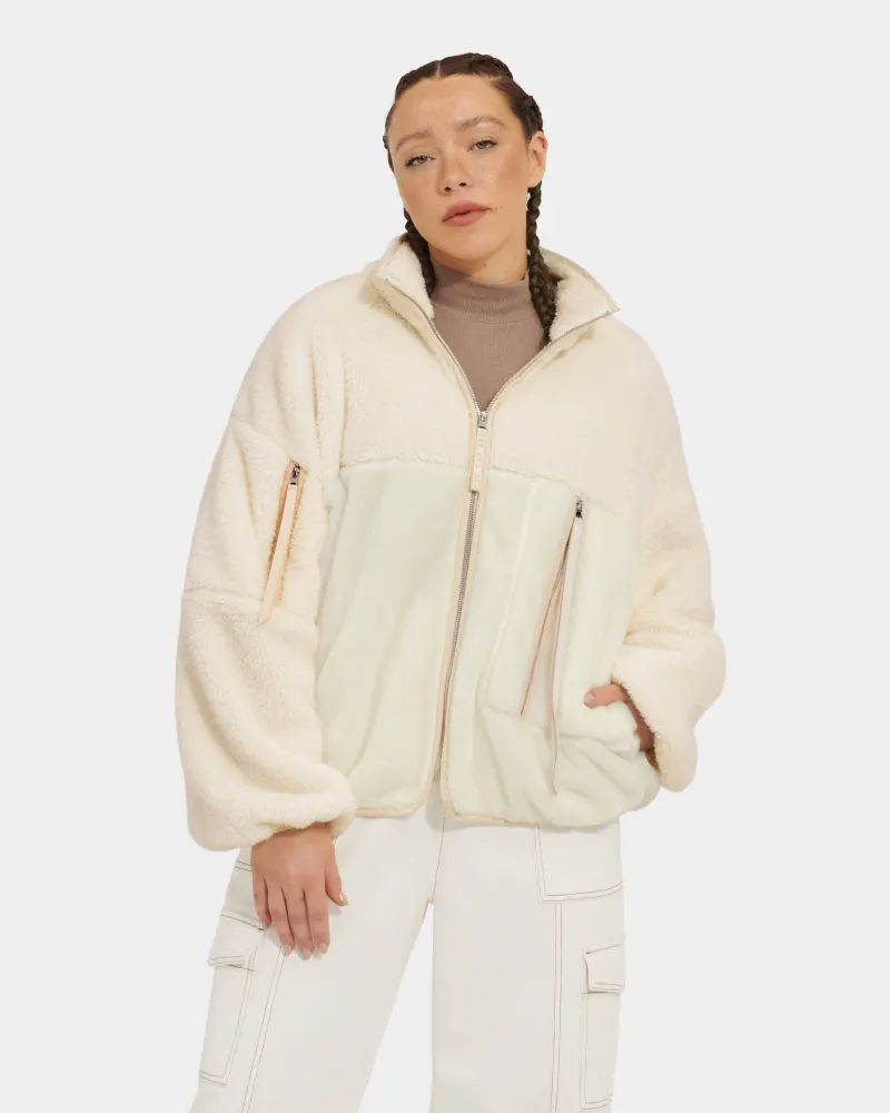 UGG® Marlene II Sherpa Jacket for Women in White, Size Medium