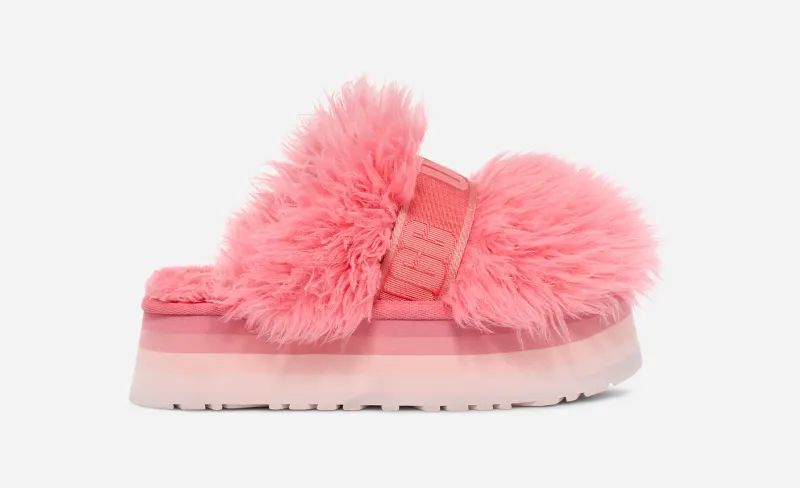 UGG® Sustainable Fluff Momma Slide for Women in Pink Jasmine, Size 4, Textile