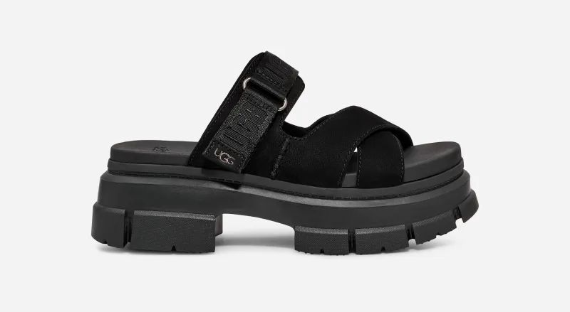 UGG® Ashton Slide for Women in Black, Size 9, Leather