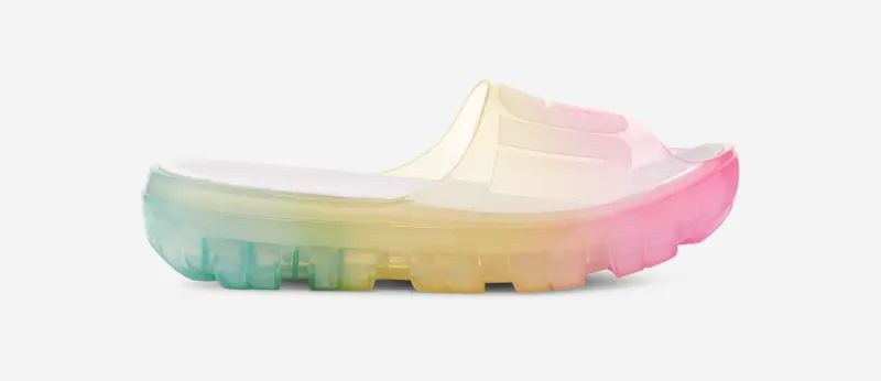 UGG® Jella Clear Watercolors Slide for Women in Rainbow Blend, Size 4