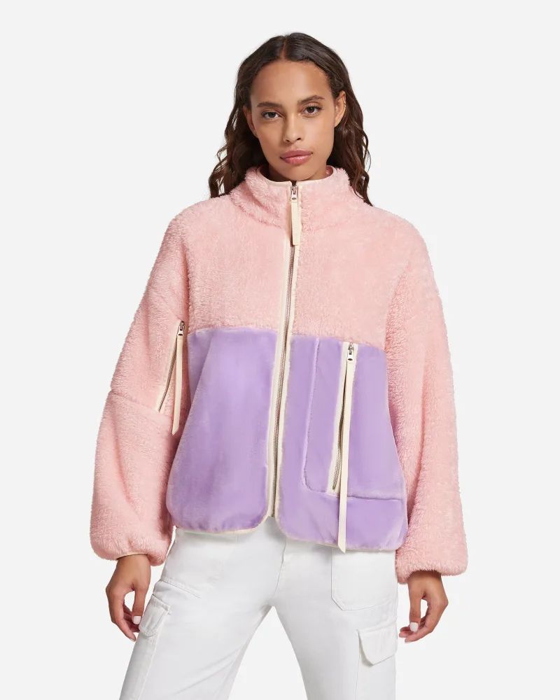 UGG® Marlene II Sherpa Jacket for Women in Sugar Coat/Orchid Petal, Size Small