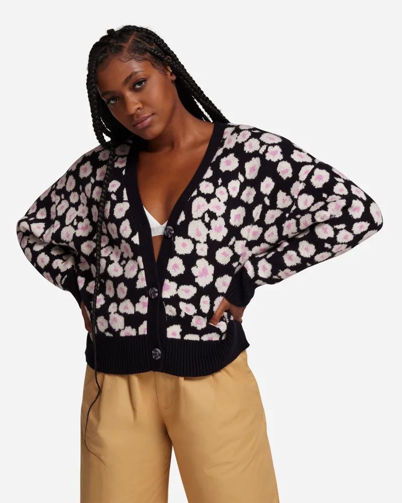 UGG® Shaina Cardigan for Women in Black Hibiscina, Size Large, Cotton