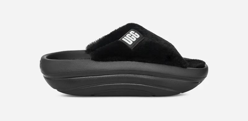 FoamO UGG® Plush Slide in Black, Size 7