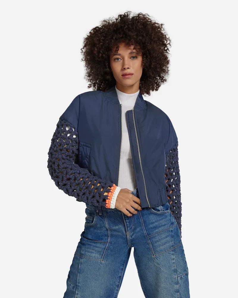 UGG® Georgina Maxi Crochet Jacket for Women in Blue, Size L/XL