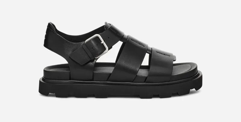 UGG® Capitelle Strap Sandal for Women in Black, Size 4, Leather