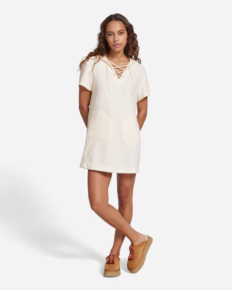 UGG® Yasmine Mixed Dress for Women in Rock Salt, Size Medium, Cotton