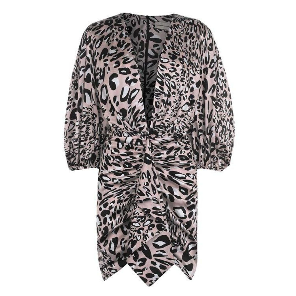 Alexandre Vauthier Low Cut Leopard Print Dress