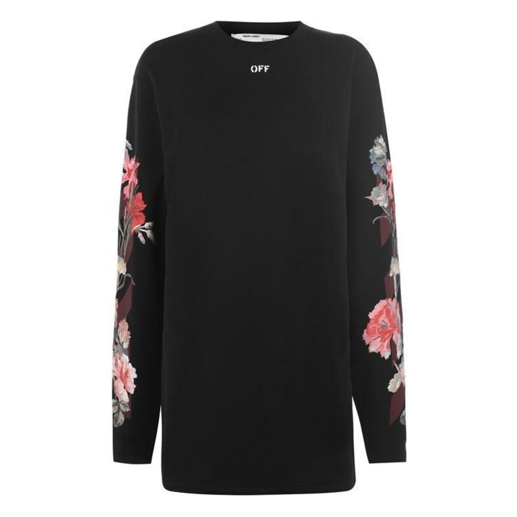 Off White Floral Crew Dress
