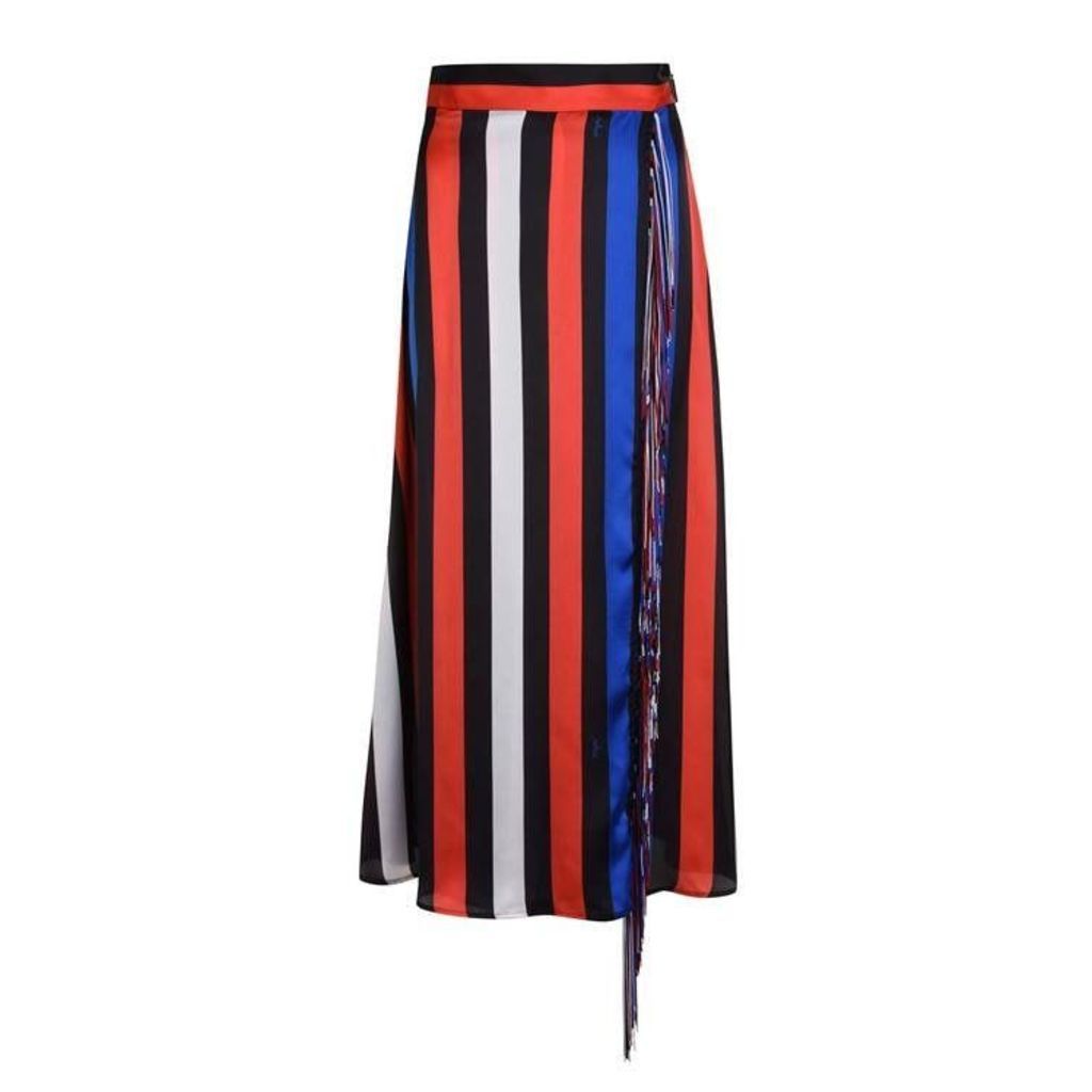 MSGM Stripe Fringe Skirt