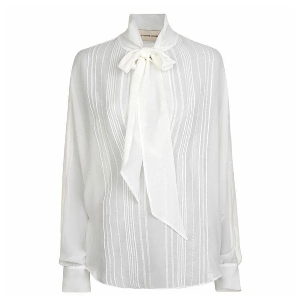 Alexandre Vauthier Pussy Bow Sheer Blouse