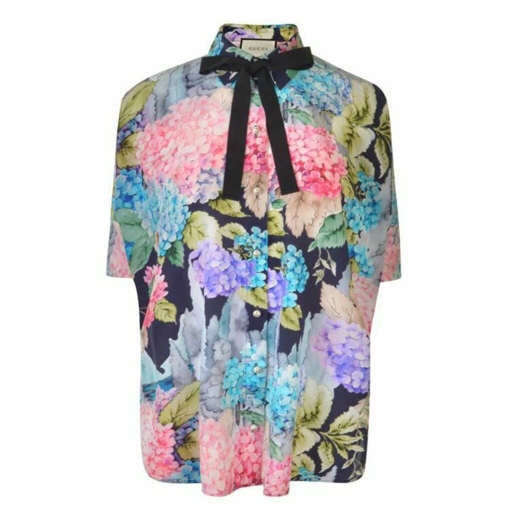 Gucci Floral Bow Tie Shirt