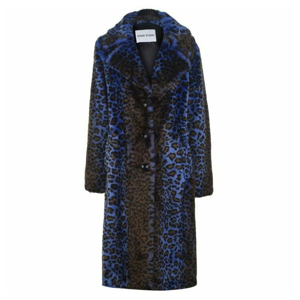 Stand Fanny Acidic Leopard Faux Fur Coat