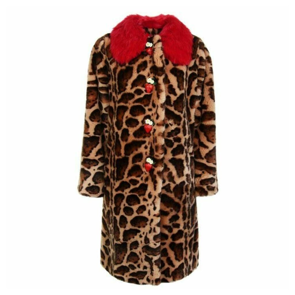 Dolce and Gabbana Leopard Print Faux Fur Coat