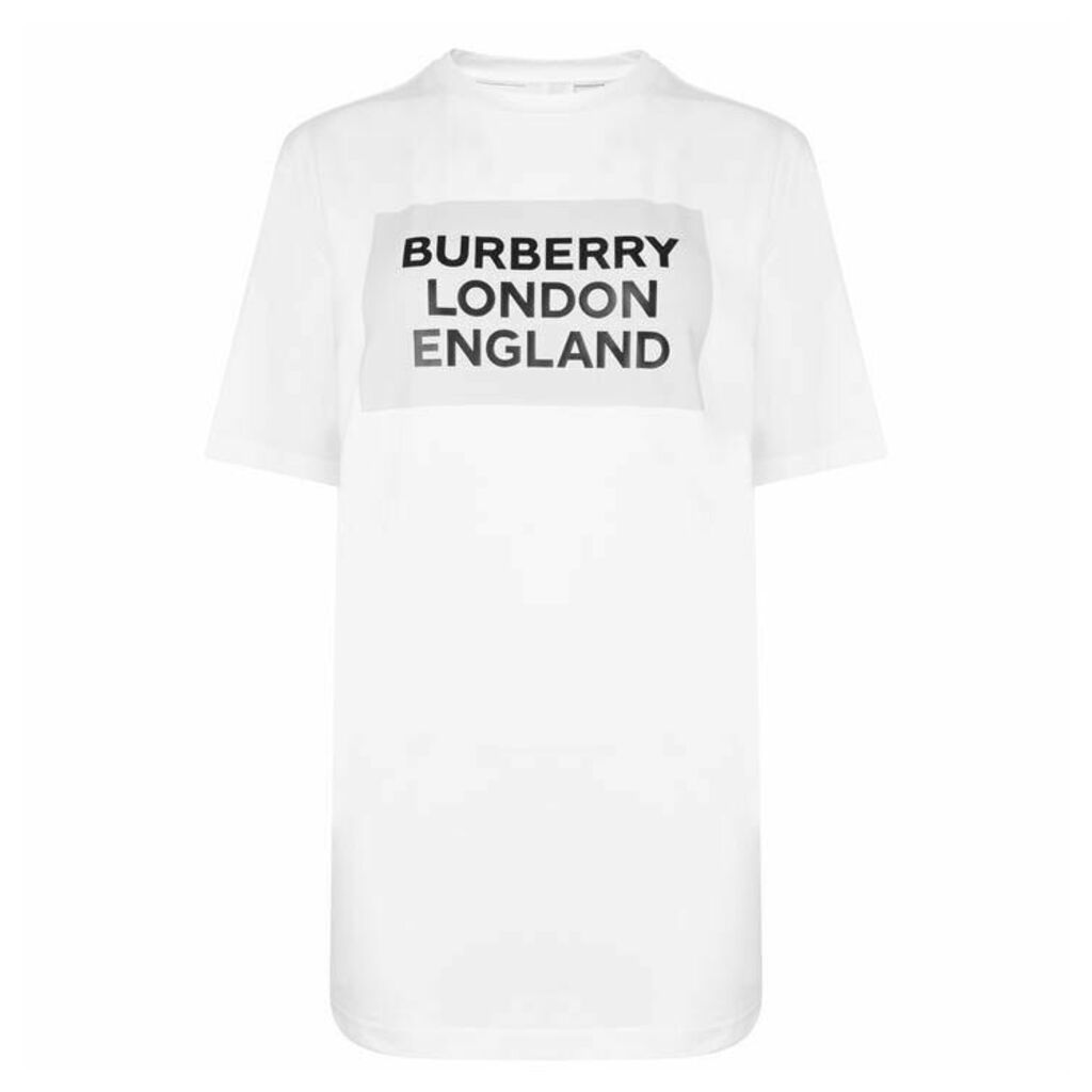 Burberry Logo Print Stretch Cotton Oversized T Shirt