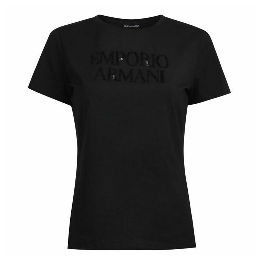 Emporio Armani Sequin Logo Short Sleeved T Shirt