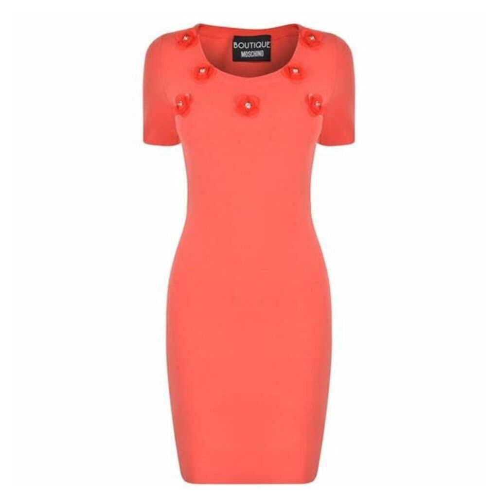 Boutique Moschino Knitted Flower Embellished Dress