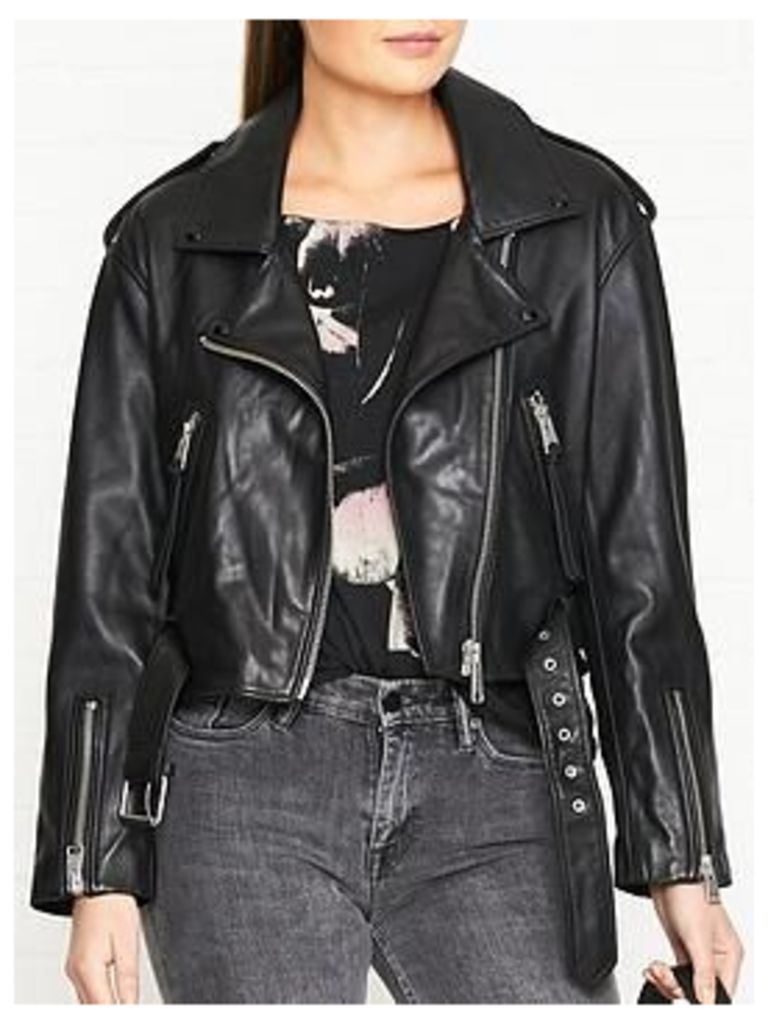 Allsaints Anderson Leather Biker Jacket - Black, Size Xs