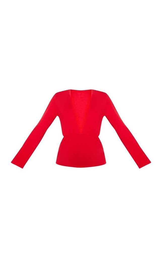 Red Deep Plunge Top, Red