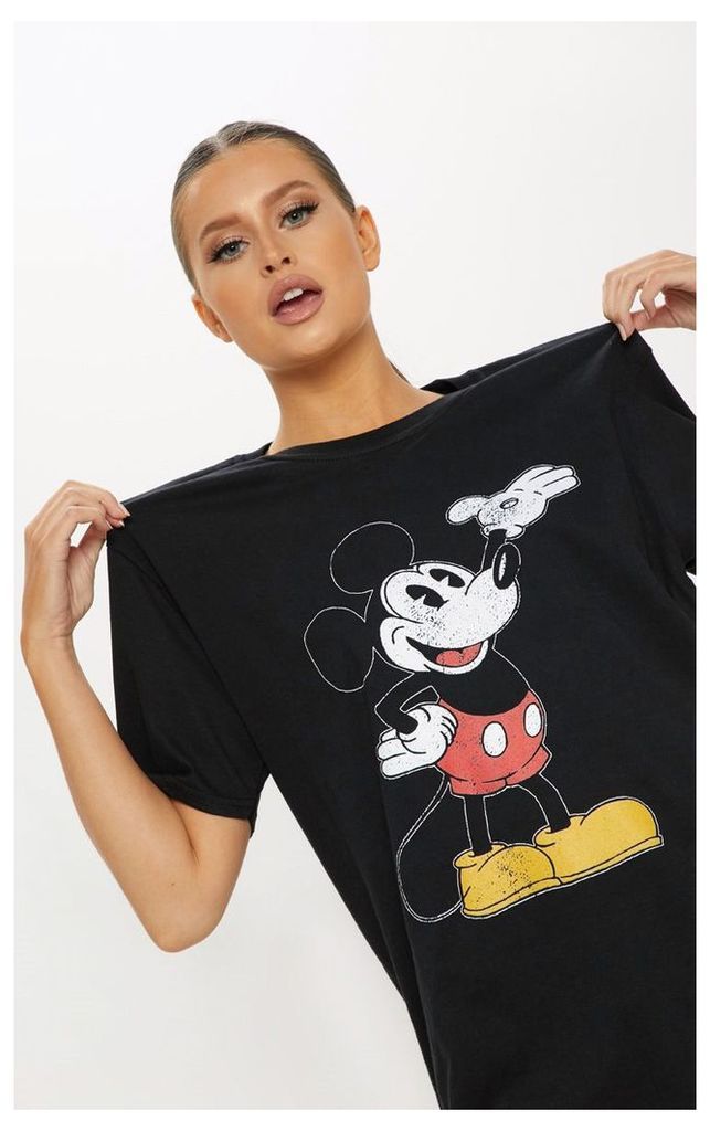 Black Mickey Mouse Disney Printed T Shirt, Black