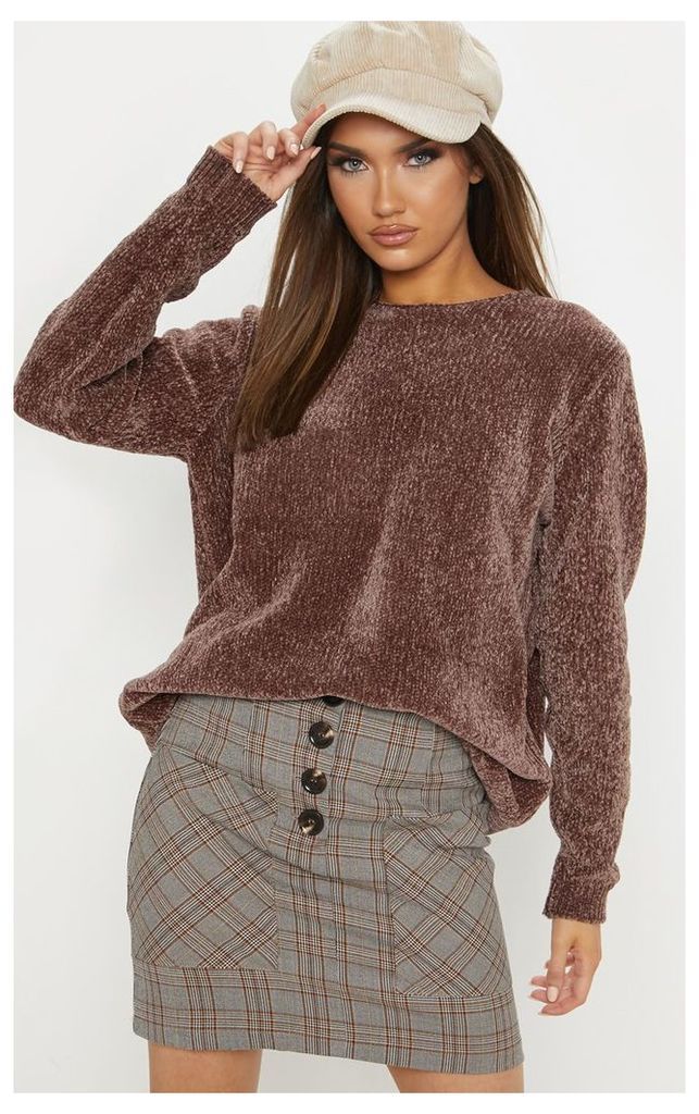 Brown Oversized Chenille Jumper, Brown