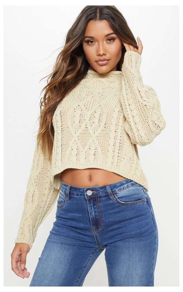 Stone Chunky Knitted Cable Jumper, White