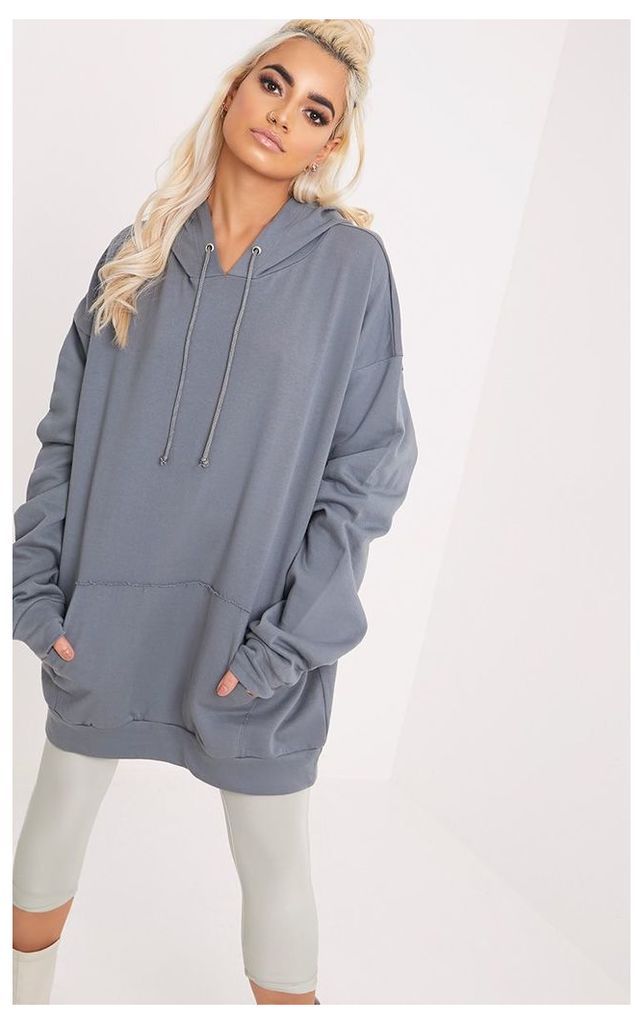 Steph Petrol Blue Oversized Hoodie, Blue