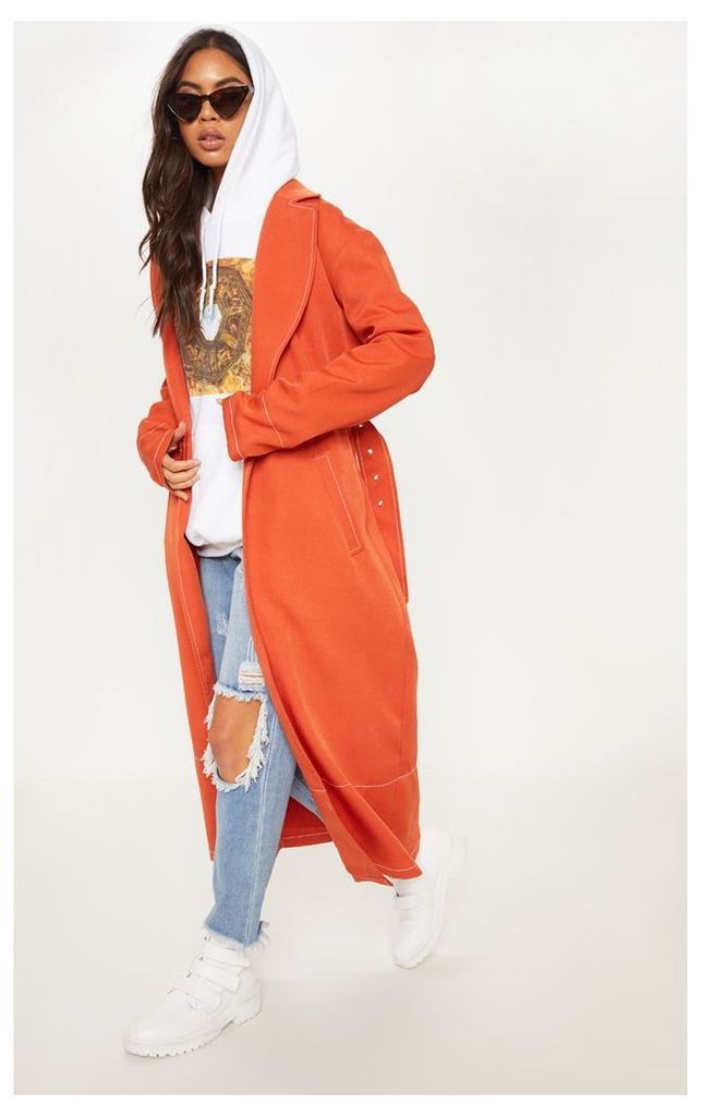 Rust Belted Trench, Orange