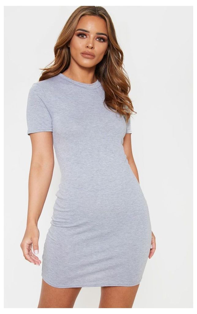 Petite Grey Short Sleeve Jersey Dress, Grey